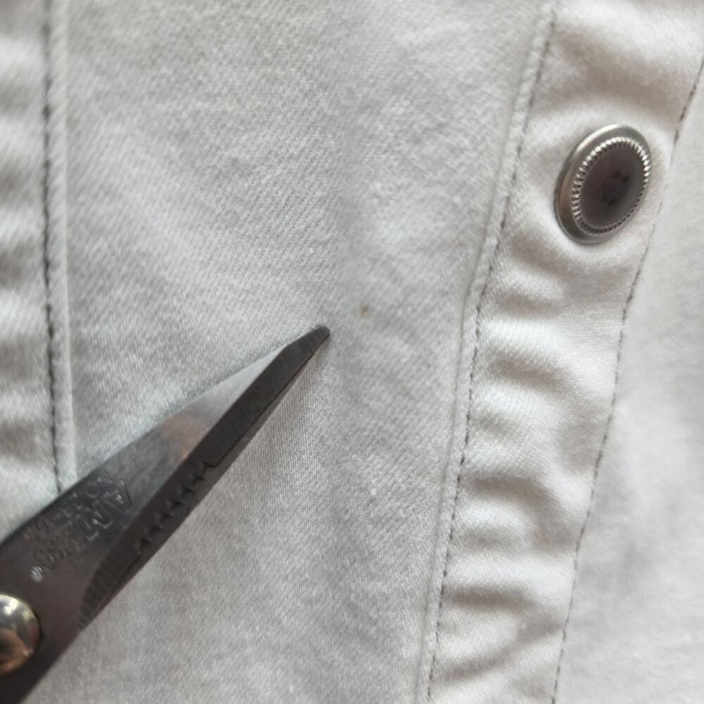 Free People Dynamite White Denim Mini Shirt Dress Snap Front Long Sleeves SZ Med - Picture 3 of 7